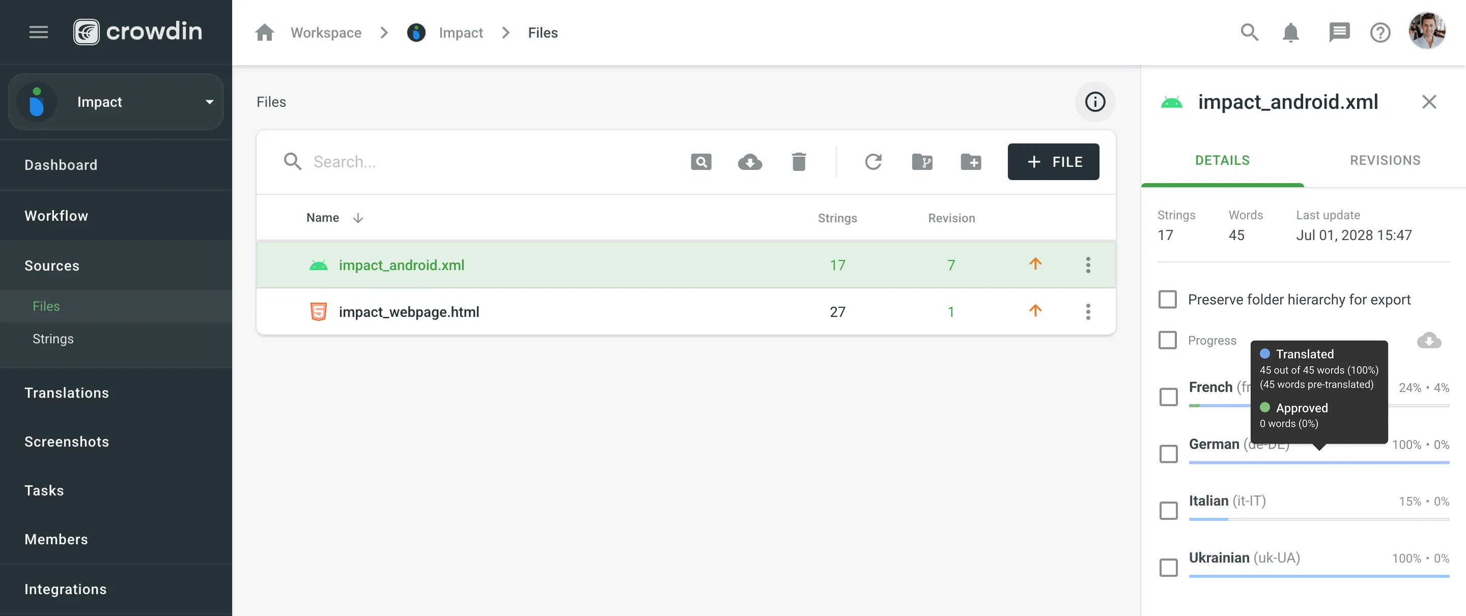 Files Progress